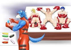 alabuster anal anal_sex anthro blonde_hair blue_hair chest_fur clothing dildo dildo_in_ass dildo_insertion eevee eeveelution espeon flareon furniture generation_1_pokemon generation_2_pokemon generation_4_pokemon generation_6_pokemon glaceon gloves goo_transformation group hair hand_grab handwear human jotlteon latex latex_transformation leafeon leg_grab male male/male mammal muscular nintendo object_in_ass penetration pokemon pokemon_(species) red_body red_clothing red_gloves red_hair red_handwear sex_toy sex_toy_in_ass sex_toy_insertion slime sylveon table toy_transformation transformation umbreon vaporeon