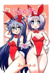 2girls bunny_ears bunnysuit konata_izumi lucky_star mizushima_(p201112) tsukasa_hiiragi