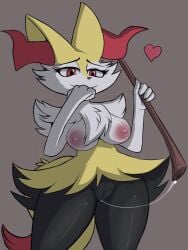 anthro areola black_body black_fur braixen breasts darksz7 female fluffy fluffy_tail fur generation_6_pokemon genitals hi_res masturbation nintendo nipples pink_areola pink_nipples pokemon pokemon_(species) pussy red_body red_eyes red_fur solo tail thick_thighs white_body white_fur yellow_body yellow_fur