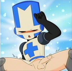 90s blue_knight blush castle_crashers kokoro_hatsaru male male_only newgrounds retro_artstyle solo sparkles tears white_skin