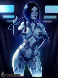 1girls 2d artificial_intelligence blue_eyes blue_hair bob_cut collar cortana cortana_v2 dominatrix female female_focus female_only halo_(series) halo_4 pasties sci-fi science_fiction scifi short_hair solo solo_female themaestronoob