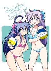 2girls bikini kagami_hiiragi konata_izumi lucky_star mizushima_(p201112)