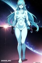 aeos agios ai_generated aios aiosu blue_body blue_eyes blue_hair dragon_ball dragon_ball_heroes goddess kaioshin_angel ladyaeos large_breasts perfect_body pointy_ears super_dragon_ball_heroes supreme_kai_of_time time_power_unleashed_form time_power_unleashed_form_(dragon_ball)