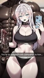 1boy 1boy1girl 1girl1boy 1girls about_to_have_sex abs ahoge ai_assisted ai_generated alisa_mikhailovna_kujou black_lips black_nails blacked blacked_asian blacked_clothing blue_eyes breasts caption cheating cuckold cuckolding dark-skinned_male dark_skin english_text female holding holding_phone inminent_sex interracial large_breasts large_penis lipstick lipstick_mark makeup muscular muscular_male navel nay_juno netorare ntr phone queen_of_spades_symbol ribbon selfie sexy sexy_pose snapchat snapchat_ntr snowbunny sports_bra teasing_cuck teasing_cuck_with_phone text thighs tokidoki_bosotto_roshia-go_de_dereru_tonari_no_alya-san uncensored voluptuous