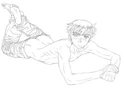 1boy 2015 ass gouryu kamishiro_maiku male male_only monochrome onegai_twins solo tagme
