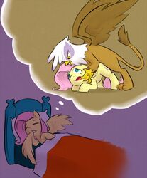 2013 avian bed bite cutie_mark dream equine feral fluttershy_(mlp) forced friendship_is_magic from_behind gilda_(mlp) gryphon horse interspecies lying my_little_pony open_mouth pegasus ponchuzn pony rape sex sleeping wings