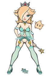 blonde_hair blue_eyes breasts crown female gloves hair human jive_guru lingerie luma mario_(series) nintendo pin_up princess_rosalina stockings uncensored wand