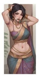 1girls ai ai_assisted ai_generated armpits bangles beautiful beautiful_female beautiful_females beautiful_girl beautiful_woman female hairband hourglass hourglass_body hourglass_figure hourglass_figured_female indian indian_clothes indian_female indian_style navel navel_fetish navel_visible_through_clothes saree sari sleeveless sleeveless_dress slim slim_waist thick thick_hips thick_thighs tying tying_hair visible_waist waist waist-chain waist_chain waistchain