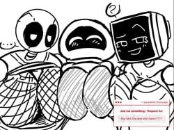 … 3girls blush blush_lines blushing breast_press breasts breasts_out disney dreamworks dreamworks_animation eve_(wall-e) eyes female inkzan karen_plankton looking_at_viewer nickelodeon pixar request robot robot_girl roz_(the_wild_robot) spongebob_squarepants strawpage_request the_wild_robot tv_head universal_pictures universal_studios wall-e