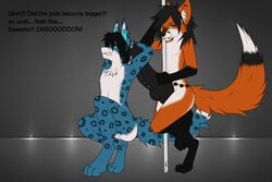 ass black_penis canine cute dancing feline fox furry gay girly huge_cock hybrid hyper leopard male no_humans penis precum raised_tail shijan skyfly snolf snow_leopard wolf zaron