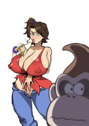 1boy 1girls aged_up banana big_breasts big_thighs breasts busty donkey_kong donkey_kong_(series) donkey_kong_bananza female giant_breasts gigantic_breasts hotsaurus huge_breasts huge_thighs large_breasts large_thighs licking licking_banana male mario_(series) massive_breasts nintendo nipple_bulge pauline penis size_difference thick_thighs thighs decensored uncensored third-party_edit