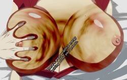 1girls big_breasts big_nipples breast_grab breasts_bigger_than_head breasts_out erect_nipples evil_spirit full_breasts full_of_milk hand_on_breast heavy_breasts huge_breasts large_breasts light-skinned_female light_skin manyuu_chifusa manyuu_hikenchou nipples possessed red_kimono screencap squeezing_breast sweat voluptuous wrath_state