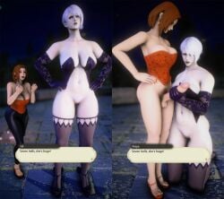 1female 1futa 3d big_breasts bob_cut comparing comparing_penis coomermidlander corset female french_nails futa_on_female futado futadom futanari gloves high_heels hyur lace midlander painted_nails painted_toenails pubes pubic_hair red_hair red_pubic_hair roegadyn shocked shocked_expression short_hair size_difference stockings white_hair white_pubic_hair zorpox