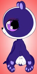 anus back_view female female_only fur furry furry_ears kneeling littlest_pet_shop looking_back mammal ohohokapi panda penny_ling purple_eyes purple_fur round_ears smile solo tagme white_fur