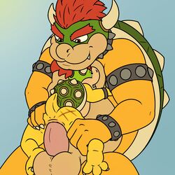 2boys anal anal_sex anus ass balls big_dom_small_sub blue_background bowser bowser_jr. clenched_teeth collar duo father_and_son forced front_view horn incest koopa leg_grab living_sex_toy male male_only mario_(series) multiple_boys nintendo nude on_lap penetration penis rape rough_sex scalie sex shell simple_background size_difference spank_marks spiked_armband spiked_bracelet spiked_collar spikes straining teeth testicles tight_fit tygre_(artist) yaoi