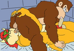 69 abs biceps bob_buffalo bowser color donkey_kong donkey_kong_(series) fellatio fur furry hair horn interspecies king kong koopa male male_only mario_(series) multiple_boys muscles nintendo no_humans oral penis royalty scalie sex shell spikes testicles turtle yaoi