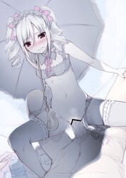 blush bottomless bra censored cum cum_in_pussy drill_hair female frills gloves gothic_lolita grey_hair hair_ribbon hairband highres human idolmaster idolmaster_cinderella_girls kanzaki_ranko lolita_fashion long_hair male navel no_panties ooji penetration penis pussy red_eyes ribbon sex silver_hair sketch spread_legs straight sweat tear thighhighs tied_hair twin_drills twintails umbrella underwear vaginal_penetration