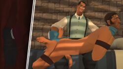 anal_fingering arms_tied bondage cheating cheating_boyfriend cheating_husband clothed_male_nude_male drooling erect_while_penetrated fingering fingering_ass forced gasping gay hand_on_neck hand_on_throat holding_neck inside_view legs_tied looking_back looking_pleasured male male_only medic_(team_fortress_2) older_male_and_younger_male on_lap over_lap panting precum precum_drip precum_string prostate_massage prostate_milking prostate_stimulation restrained sfm sniper_(team_fortress_2) snipersurine source_filmmaker submissive_male team_fortress_2 tf2 yaoi