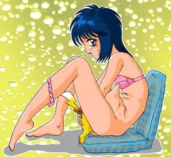 bra dawn_(pokemon) female human nintendo panties panties_on_one_leg pikachu pink_panties pokemon stomach_bulge unbirthing video_games vore