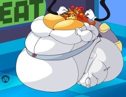 bbw big_breasts breasts cleavage female furry huge_breasts mad_n_evil overweight tagme thick_thighs weight_gain wide_hips