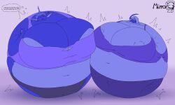 2girls absol bbw big_breasts blueberry_inflation breasts chubby cleavage commission commissioner_upload duo elizabeth_(anascarfan2) female female_only fur_turning_blue furry huge_breasts hyper_breasts inflation mirrorgs morgan_(anascarfan2) nintendo overweight pokemon pokemon_(species) samurott sequence skin_turning_blue tagme thick_thighs wide_hips