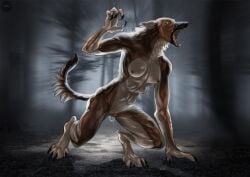 6_breasts 6_nipples angry animal_genitalia animal_vulva anthro athletic athletic_anthro athletic_female black_background black_body black_fur blurred_background bodily_fluids borzoi breasts brown_body brown_fur canid canine canine_genitalia canine_vulva canis claws digitigrade domestic_dog female finger_claws fur genital_fluids genitals grey_background hi_res horror_(theme) hunting_dog jetraraven mammal multi_breast multi_nipple mythological_canine mythological_creature mythology nipples nude nude_anthro nude_female open_mouth saliva saliva_string scary screaming sharp_teeth sighthound simple_background solo standing tan_body tan_fur teeth toe_claws vaginal_fluids werecanid werecanine werecreature weredog werewolf yelling