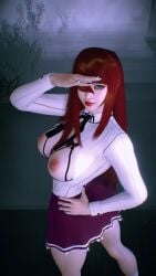 1girls 3d 4k aqua_eyes areolae belly belly_button big_breasts breasts chromatic_aberration crashbanditkut female female_focus fog hair hair_over_one_eye hi_res high_resolution highres light-skinned_female light_skin lingerie lips long_hair looking_at_viewer mizukage nail_polish nails naruto naruto_(series) naruto_shippuden navel nipples open_shirt red_hair school_uniform shirt skirt solo terumi_mei thick_thighs thighs virt-a-mate virtamate