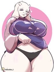 1girls animal_ears anthro big_breasts black_panties breasts dress dress_lift female female_only heart heart hips horns huge_breasts lallamitan_t mature mature_female mature_woman milf mother one_eye_closed panties plump purple_dress purple_eyes solo solo_female thick_thighs thighs toriel undertale undertale_(series) voluptuous white_body white_skin wide_hips