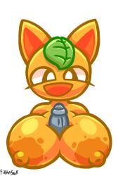 2023 aliasing animal_crossing anthro areola artist_name big_breasts breast_play breasts digital_drawing_(artwork) digital_media_(artwork) disembodied_penis domestic_cat duo eyelashes felid feline felis female filthyskull front_view genitals glistening glistening_breasts humanoid_genitalia humanoid_penis leaf male male/female mammal nintendo nipples nude nude_female open_mouth open_smile orange_areola orange_body orange_ears orange_nipples penis pointy_ears prick_ears sex simple_background smile tangy_(animal_crossing) text titjob white_background