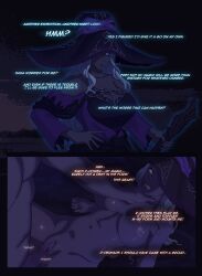 1boy 1girls alternate_version_available black_skin breasts cleavage clenched_hand commission commissioner_upload elden_ring elden_ring_nightreign female fromsoftware grey_eyes gritted_teeth hand_around_neck hand_on_hip large_breasts light-skinned_male male naked naked_female ophirianmerchant pinned pinned_down pussy raped raped_by_enemy recluse_(elden_ring) recluse_(nightreign) staff text text_bubble vaginal_penetration voluptuous voluptuous_female white_hair witch_hat