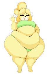 animal_crossing anthro arizonathevixen bbw big_breasts bikini breasts canid canine canis domestic_dog female furry huge_breasts isabelle_(animal_crossing) overweight tagme thick_thighs wide_hips
