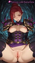 1girls 2025 ai_generated anus armor assumi breasts breasts_out corset earrings female female_only genitals hair_ornament hi_res highres jewelry looking_at_viewer medium_breasts natsuyoru nipples no_panties one_eye_closed patreon pauldrons pussy red_eyes red_hair scar scar_across_eye scar_on_face shoulder_armor sitting smile solo spread_legs thighhighs tight_pussy tongue tongue_out uncensored vagina voluptuous voluptuous_female world_of_warcraft wow
