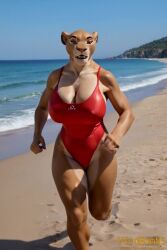 ai_generated animated anthro baywatch beach big_breasts breasts clothing curvaceous curvy_figure felid female furry huge_breasts lion looking_at_viewer mammal music music_video narrowed_eyes one-piece_swimsuit open_mouth pantherine running sarabi_(the_lion_king) seaside shaking_breasts sharp_teeth slow_motion solo sound swimwear tagme teeth the_lion_king video video vlrgromns voluptuous wide_hips