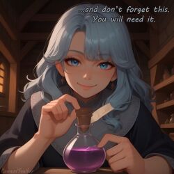 ai_generated antlers cannonfeather elf elf_ears female grey_hair lube_bottle pixie_cut red_eyes short_hair usebackdooronly