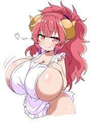 1girls apron apron_only blush blush dragon dragon_girl dragon_horns dragon_humanoid female female hi_res high_resolution highres horn horned_humanoid horns humanoid ilulu ilulu_(dragon_maid) ilulu_(maidragon) kobayashi-san_chi_no_maidragon long_hair miss_kobayashi's_dragon_maid pink_eyes pink_hair pointy_ears short_stack shortstack slit_pupils small_but_busty solo solo_female solo_focus tagme voluptuous voluptuous_female yami_neko