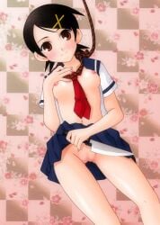 1girls 2010 2010s asian asian_female beige_skin belly_button black_hair blue_skirt blush blush_lines breasts breasts brown_eyes color count_zero dark_brown_eyes detailed_background eyebrows eyes female female female_only fingernails floral_background fuura_kafuka hair_clip hairclip half-dressed half_naked high_resolution highres holding_knife japanese japanese_female knife light-skinned_female light_skin nipples noose open_clothes open_eyes open_shirt partially_clothed partially_clothed_female pink_nipples pussy rope rope_around_neck round_ears sayonara_zetsubou_sensei school_uniform schoolgirl schoolgirl_uniform seifuku serafuku short_hair showing_pussy skirt skirt_lift small_breasts solo source_request student suicide thighs thin_eyebrows tie uncensored underhand_grip uniform vagina vulva wide_eyed