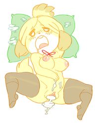 animal_crossing blush bow breasts canine chubby cum cum_in_pussy cum_inside doubutsu_no_mori drooling female furry isabelle_(animal_crossing) mob_face nintendo nipples no_humans noill ponytail pussy saliva shih_tzu shizue_(doubutsu_no_mori) source_request straight_hair thigh_highs tied_hair year_request