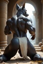 ai_generated animated anthro anubis anus ass back_muscles backsack balls beckoning bedroom_eyes bent_over biceps big_balls big_penis black_balls black_body black_nose black_penis black_perineum black_skin bodily_fluids bottomwear canid canine canis clothing dark_balls dark_penis deity egyptian egyptian_mythology flashing furry genital_fluids genitals gesture glistening glistening_genitalia glistening_penis heavy_balls humanoid_genitalia humanoid_penis jackal leaning leaning_forward loincloth looking_at_viewer male mammal muscles muscular muscular_anthro muscular_male narrowed_eyes penis perineum pink_eyes rear_view saggy_balls seductive shaking_butt solo sweat sweaty_body tagme teasing thick_penis vein veiny_penis video vlrgromns