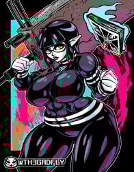 1girls abs aeon_dragoon alien alien_girl alien_humanoid ass barris_dragoon belts big_ass black_eyeshadow black_hair black_lips bodysuit breasts clothed clothing commission dragon dragon_eyes dragon_girl dragon_humanoid dumptruck_ass emo emo_girl female female_only fit fit_female gemstone glasses goth goth_girl hammer hime_cut holding_hammer huge_ass huge_breasts huge_thighs latex light-skinned_female light_skin long_hair looking_at_viewer makeshift_hammer makeshift_weapon massive_ass massive_breasts muscles nerdy_female pale-skinned_female pale_skin pointy_ears simple_background stone_hammer tall_female th3gadfly thick thick_ass thick_legs thick_thighs thighs toned toned_abs toned_back toned_female weapon wide_hips yellow_eyes