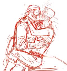 between_legs blush blush demoman demoman_(team_fortress_2) gay hand_under_shirt kissing legs_around_partner lukewarmflukes making_out male male_only moaning on_table passionate_kiss scout_(team_fortress_2) shirt_lift shirt_up sloppy_kiss team_fortress_2 tf2 trembling virgin virgin_male yaoi