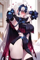 1girl _hair ai_generated armored_dress armored_female arzagod big_breasts blush fate/apocrypha fate/extra fate/grand_order fate_(series) fgo jeanne_d'arc_(fate) large_breasts perfect_legs short tagme thick_thighs white_hair yellow_eyes