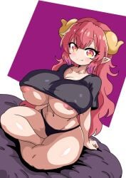 1girls blush dragon dragon_girl dragon_horns dragon_humanoid female hi_res high_resolution highres horn horned_humanoid horns humanoid ilulu ilulu_(dragon_maid) ilulu_(maidragon) kobayashi-san_chi_no_maidragon long_hair miss_kobayashi's_dragon_maid panties pink_eyes pink_hair pointy_ears short_stack shortstack slit_pupils small_but_busty solo solo_female solo_focus sweat sweating tagme underboob voluptuous voluptuous_female yami_neko