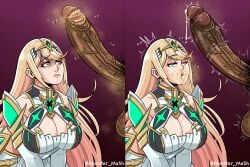 big_breasts big_penis blonde_female blonde_hair blowjob breasts cleavage cleavage_cutout cock cock_worship dick dirty fellatio female flies flies_for_smell foreskin huge_cock large_penis leaking_cum leaking_penis lidded_eyes looking_at_penis lustful_expression mind_break mindbreak monster_ma5h musk musk_clouds musky musky_cock mythra_(xenoblade) penis pubes_on_face pubic_hair saliva scared scared_expression scent shiny_breasts smegma smegma_cleaning_(oral) smegma_in_foreskin smegma_in_mouth smegma_on_face smegma_on_tongue smell smelly smelly_cock stench throbbing_penis uncircumcised unwashed_penis veiny veiny_penis worried_expression xenoblade_chronicles_2