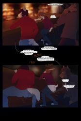 absurd_res accident anthro bar canid canine canis centzon comic crouching dandarkheart dialogue embarrassed english_text equid equine feces group hi_res humiliation jager-darklite jager_(jager-darklite) lagomorph leporid male mammal public rabbit soiling soiling_underwear text trio wolf