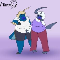 2girls absol big_breasts blueberry_inflation breasts chubby commission commissioner_upload duo elizabeth_(anascarfan2) female female_only fur_turning_blue furry huge_breasts inflation mirrorgs morgan_(anascarfan2) nintendo pokemon pokemon_(species) samurott sequence skin_turning_blue tagme thick_thighs wide_hips