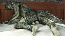 3d 5_fingers anthro argonian ass balls bed digital_media_(artwork) flaccid looking_at_viewer looking_back male male_only mrflaptastic nude penis scales scalie skyrim source_filmmaker the_elder_scrolls video_games