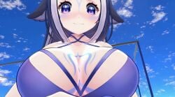 1girls ai_generated animated bikini black_hair breasts indie_virtual_youtuber large_breasts looking_at_viewer multicolored_hair nipples outdoors purple_eyes shylily solo stripping tagme undressing upper_body video virtual_youtuber white_highlights