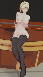 3d big_breasts blender blonde_female blonde_hair blonde_hair_female blush breasts classroom earrings female female_only glasses glynda_goodwitch green_eyes mature_female milf mr.perrozuela rwby solo solo_female thigh_highs thighhighs thighs