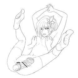 armpits breast_grab breasts censored cervix cross_section cum cum_inside earrings feet female final_fantasy final_fantasy_iv hair_ornament human jewelry kan_(pixiv401382) line_art lying monochrome navel nipple_tweak nipples nude penis pointless_censoring pussy rydia sex spread_legs thighhighs thighs toes uterus vaginal_penetration x-ray