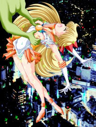 bishoujo_senshi_sailor_moon blonde_hair bow breast_grab breasts butterflies choker clothing elbow_gloves female hairbow human long_hair minako_aino nipples rape ryusaiku sailor_venus skirt small_breasts straight_hair torn_clothes